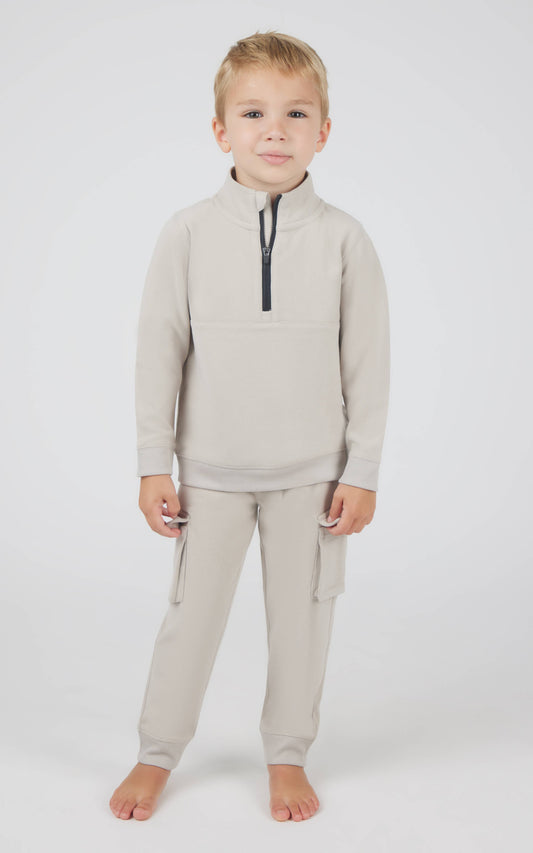 Toddler Boys Melange Fleece Half Zip and Jogger