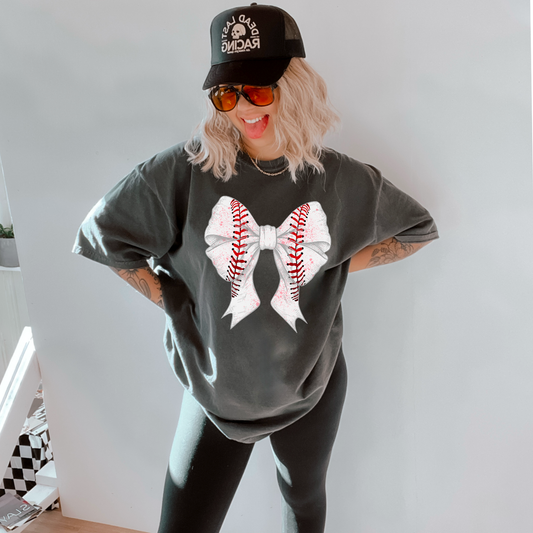 Baseball Coquette Bow Graphic Tee | Comfort Color